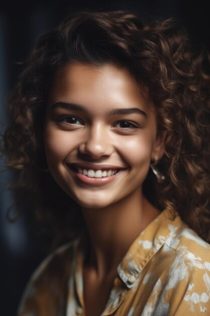 cropped shot of a beautiful young woman looking at the camera and smiling created with generative ai
