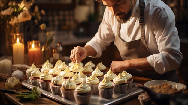 Cropped shot of a chef making a dessert in the kitchen