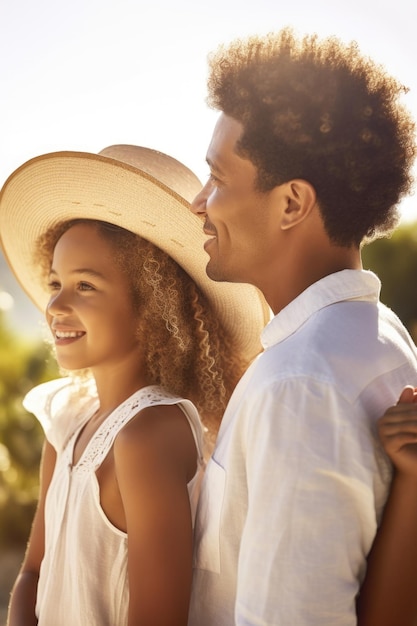 Cropped shot of a family on vacation created with generative ai