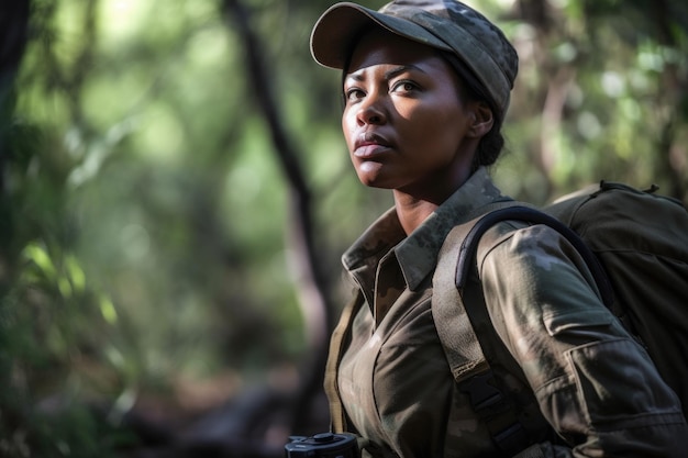 Cropped shot of a female ranger standing in the bush