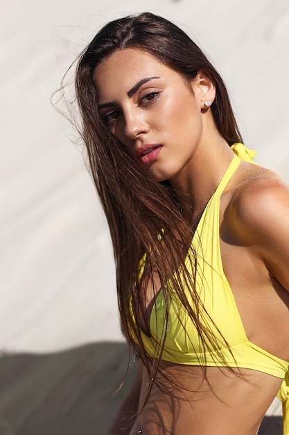 Cropped shot of a gorgeous woman in a bikini at the beach