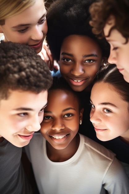 Cropped shot of a group of teenagers standing in a huddle