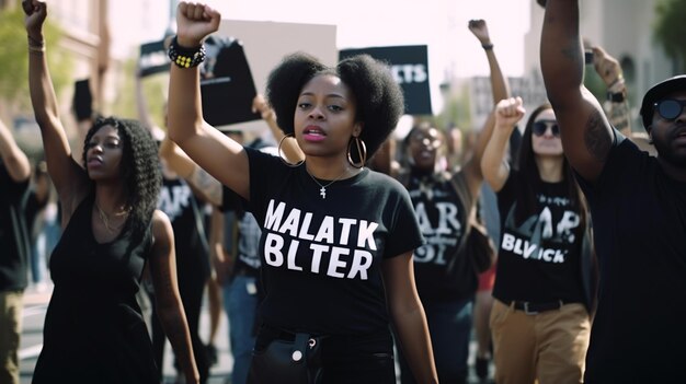 Cropped shot of hands raised with closed fists Multiple hands raised up with closed fist symbolizing the black lives matter movement