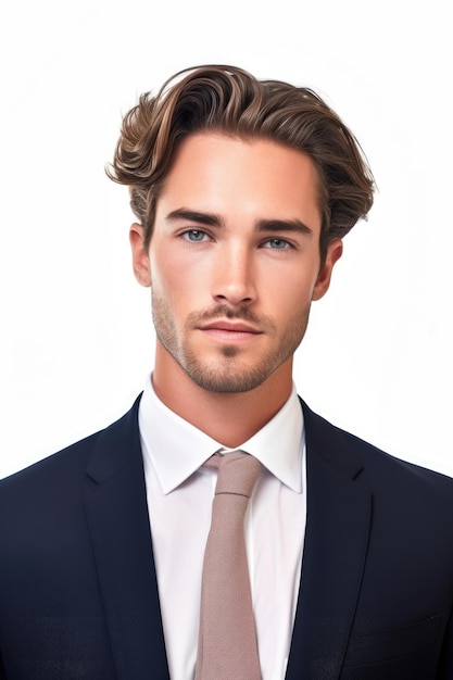 Cropped shot of a handsome young businessman against a white background created with generative ai