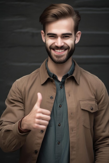 cropped shot of a handsome young man giving you the thumbs up created with generative ai