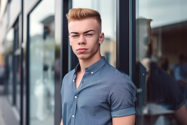 Cropped shot of a handsome young man standing in front of the new store created with generative ai