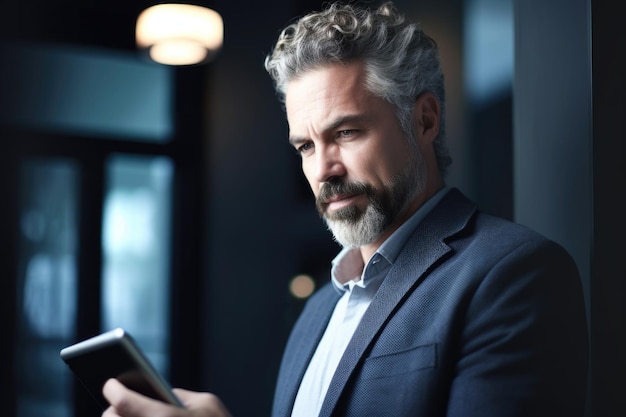 Cropped shot of a male business owner looking thoughtful with his tablet created with generative ai