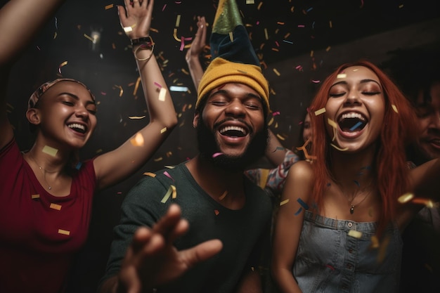 Photo cropped shot of people having fun at a party created with generative ai