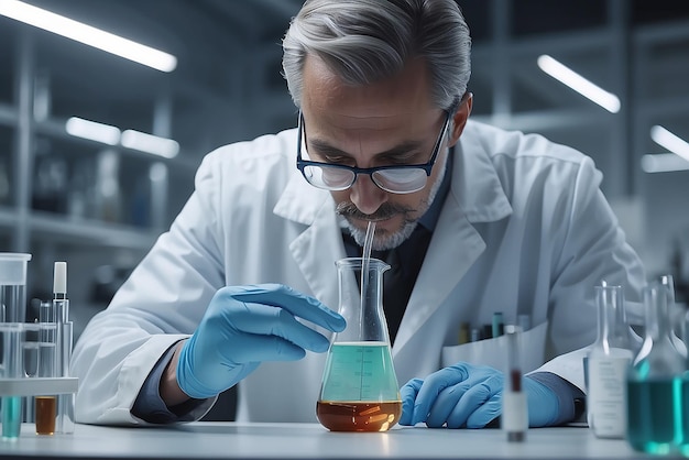 Cropped shot of a scientist working with a test tube in his lab created with generative ai