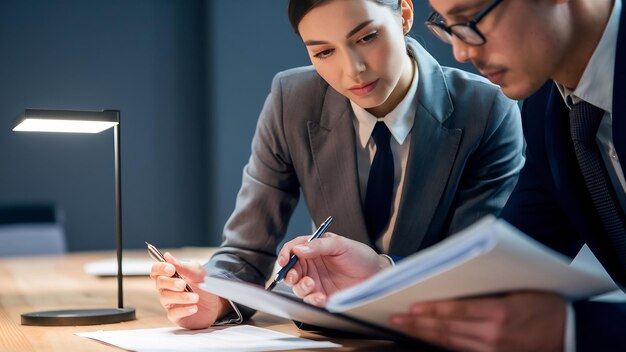 Cropped shot of two businesspeople working with documents