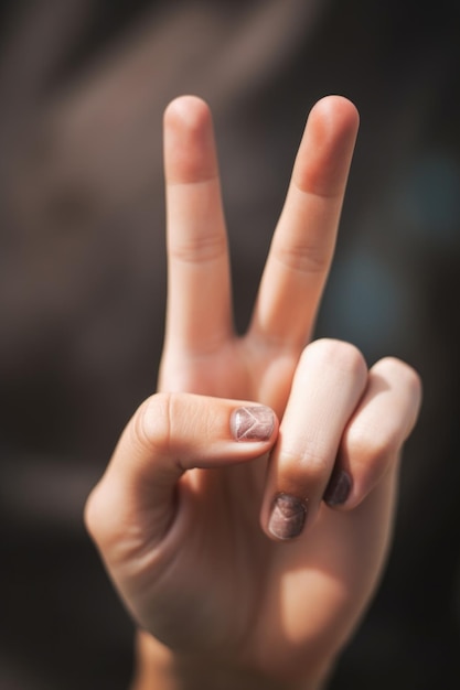 Cropped shot of an unidentifiable person holding a peace sign