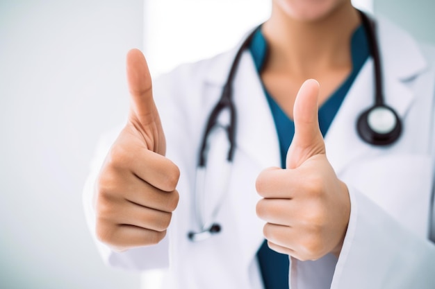 Cropped shot of an unrecognizable female doctor giving a patient the thumbs up