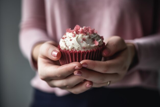 Photo cropped shot of an unrecognizable person holding a cupcake