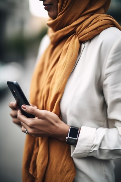 Cropped shot of an unrecognizable woman using her cellphone outside