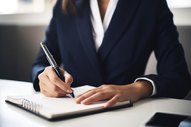 Cropped shot of an unrecognizable young businesswoman writing in her notebook