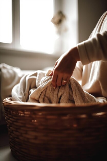 Cropped shot of a woman doing her laundry at home