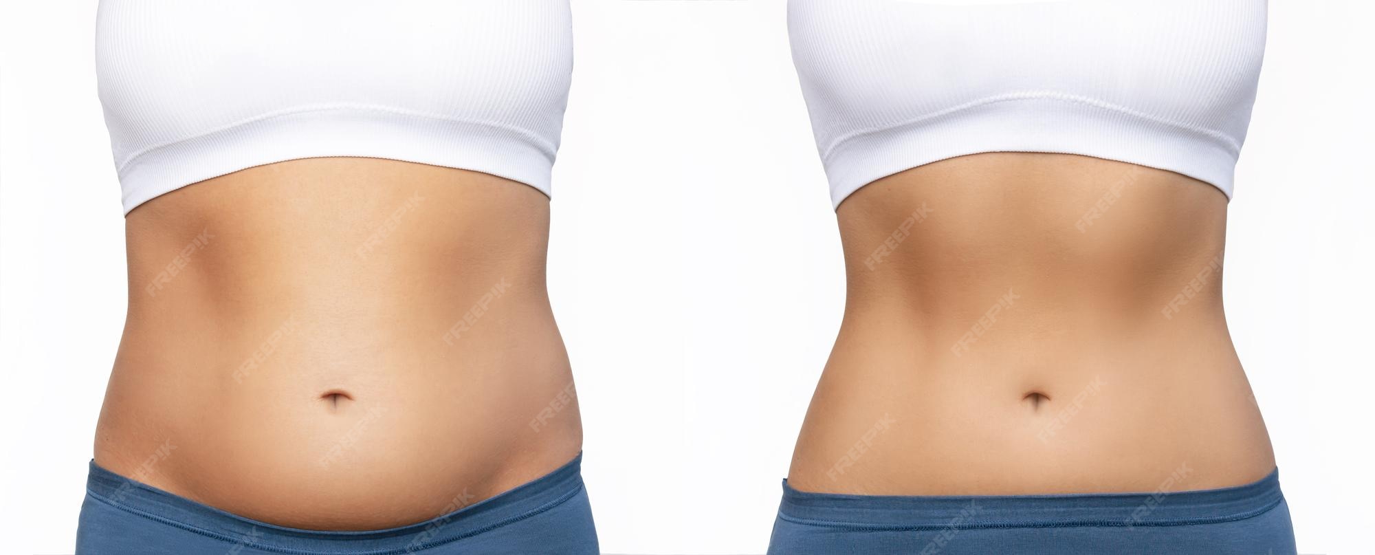 Premium Photo Cropped shot of woman with excess fat and toned slim