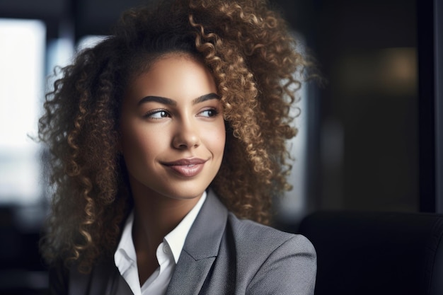 Cropped shot of a young businesswoman in the office created with generative ai