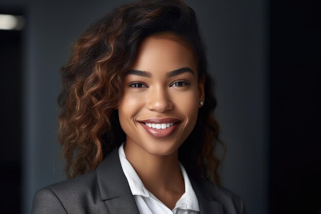 Cropped shot of a young businesswoman smiling at the camera created with generative ai