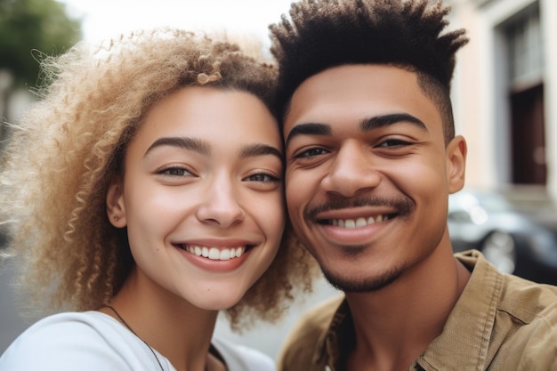 Cropped shot of a young couple taking selfies on their phone