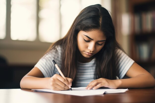 Cropped shot of a young female student studying for an exam created with generative ai