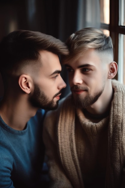 Cropped shot of a young gay couple at home