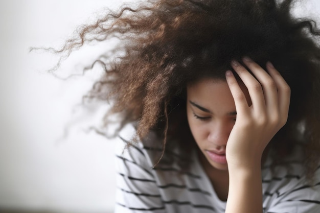 Cropped shot of a young woman experiencing mental health created with generative ai