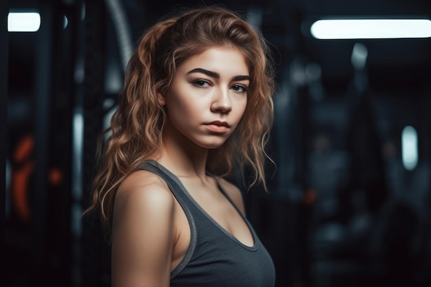 Cropped shot of a young woman in gym attire created with generative ai