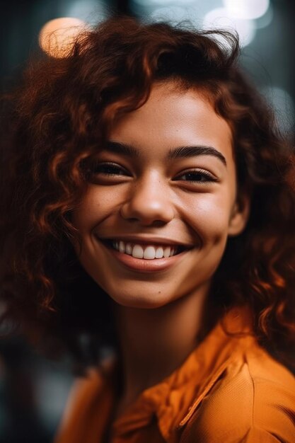 Cropped shot of a young woman smiling brightly created with generative ai