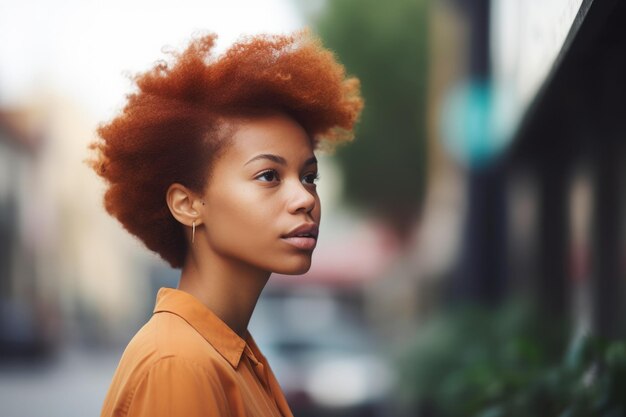 Cropped shot of a young woman standing outside created with generative ai