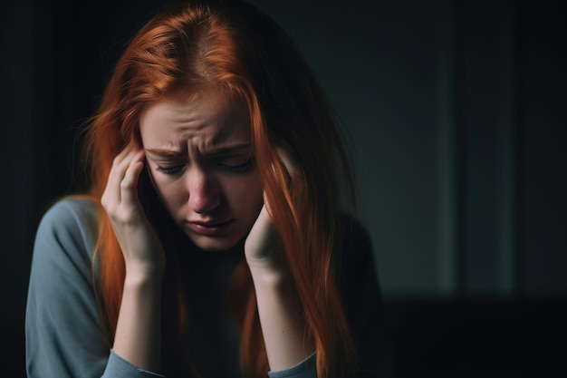 Cropped shot of a young woman suffering from depression created with generative ai