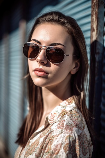 Cropped shot of a young woman wearing sunglasses created with generative ai