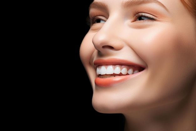 Cropped studio shot of a woman with perfect teeth