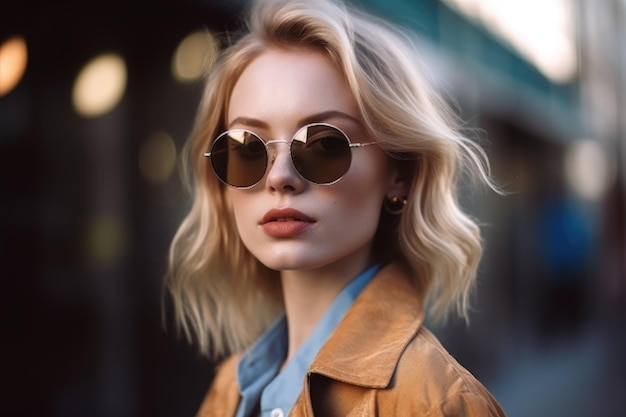 Cropped view of a stylish young blonde woman created with generative ai