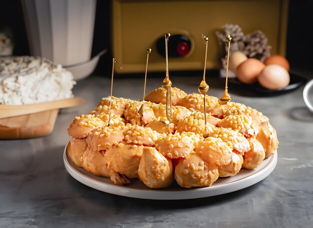 croquembouche in the kitchen table Food Photography