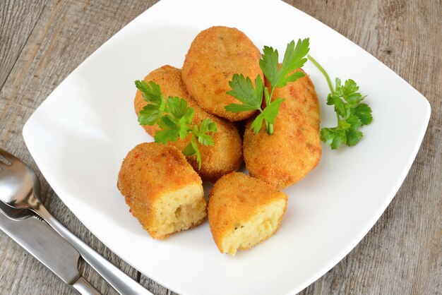 Croquettes of potatoes typical neapolitan food