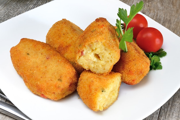 Croquettes of potatoes typical neapolitan food