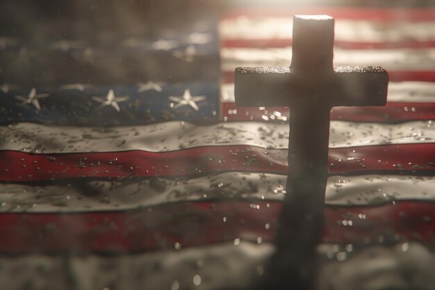 Photo cross on american flag