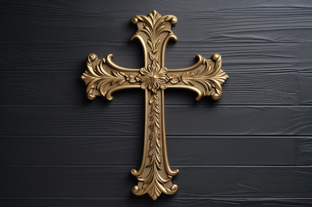 a cross on a black surface