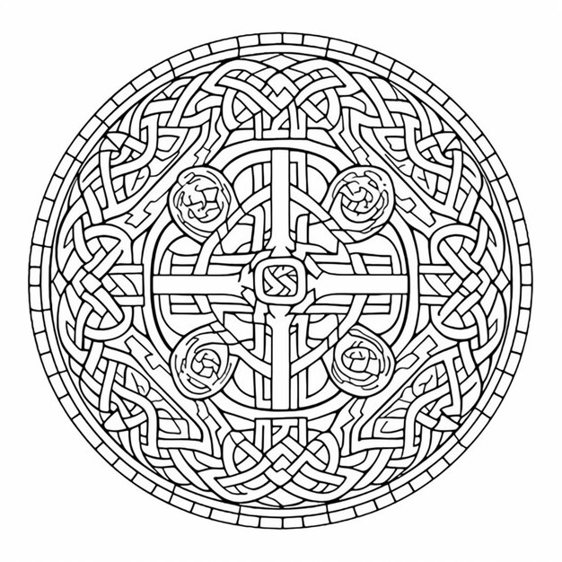 Foto una croce in un cerchio con un modello celtico generativo ai