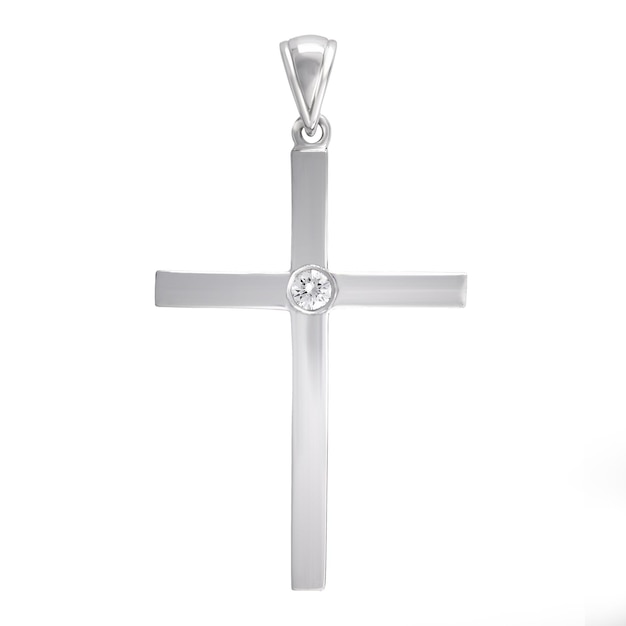 Cross diamond golden pendant necklace jewel isolated white background