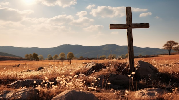 Cross in a field