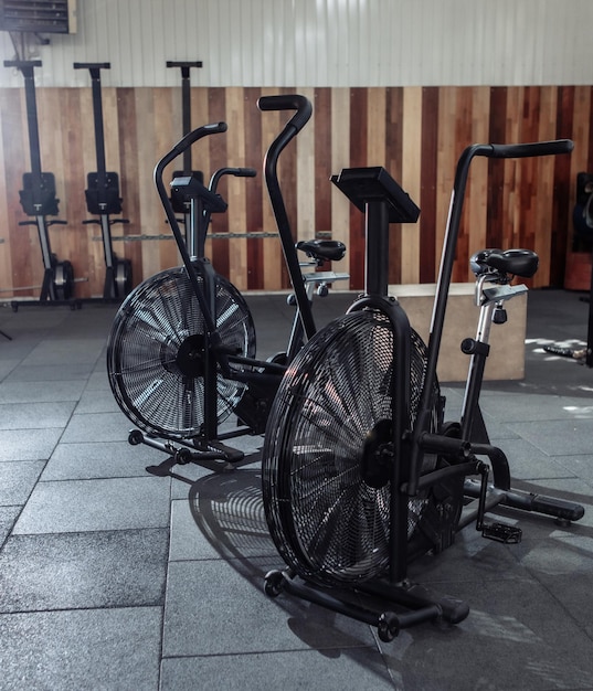 Cross fit gym with air bikes. Functional training equipment