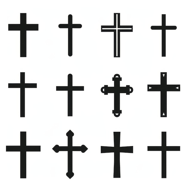 Photo cross icon christianity religion symbol christian sign cross shape church emblem catholicism symbol