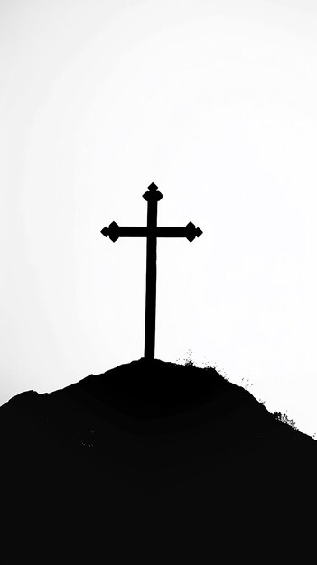 Photo a cross is silhouetted against a sunset sky