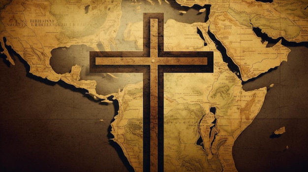 アフリカの地図上の十字架