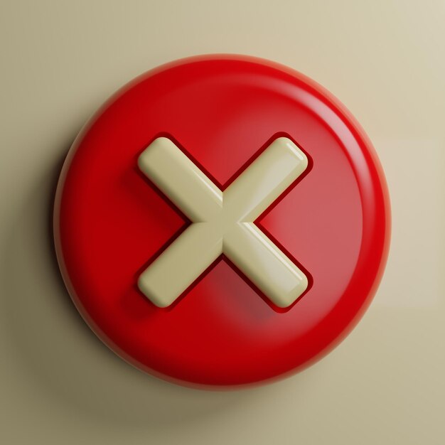 Photo cross marks realistic 3d rendered button circle shape