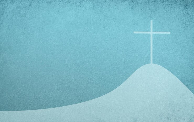 Photo cross on the mountain, belief, faith and spirituality, resurrection of jesus christ at easter