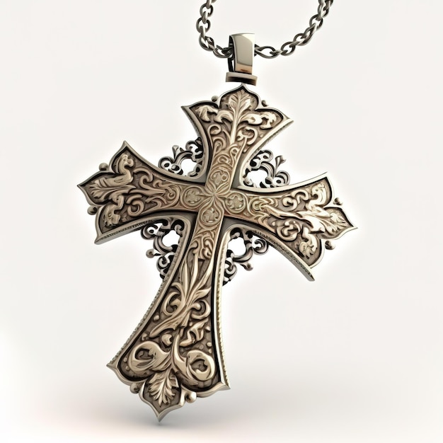 Cross necklace vintage made from metal golden