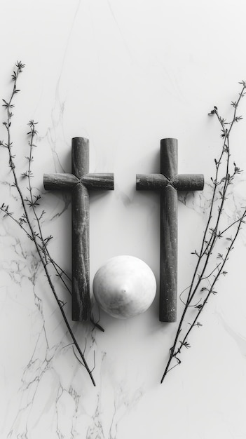 사진 생과 죽음의 종교적 기독교 상징인 십자가, 예수 그리스도의 발, 복사 공간